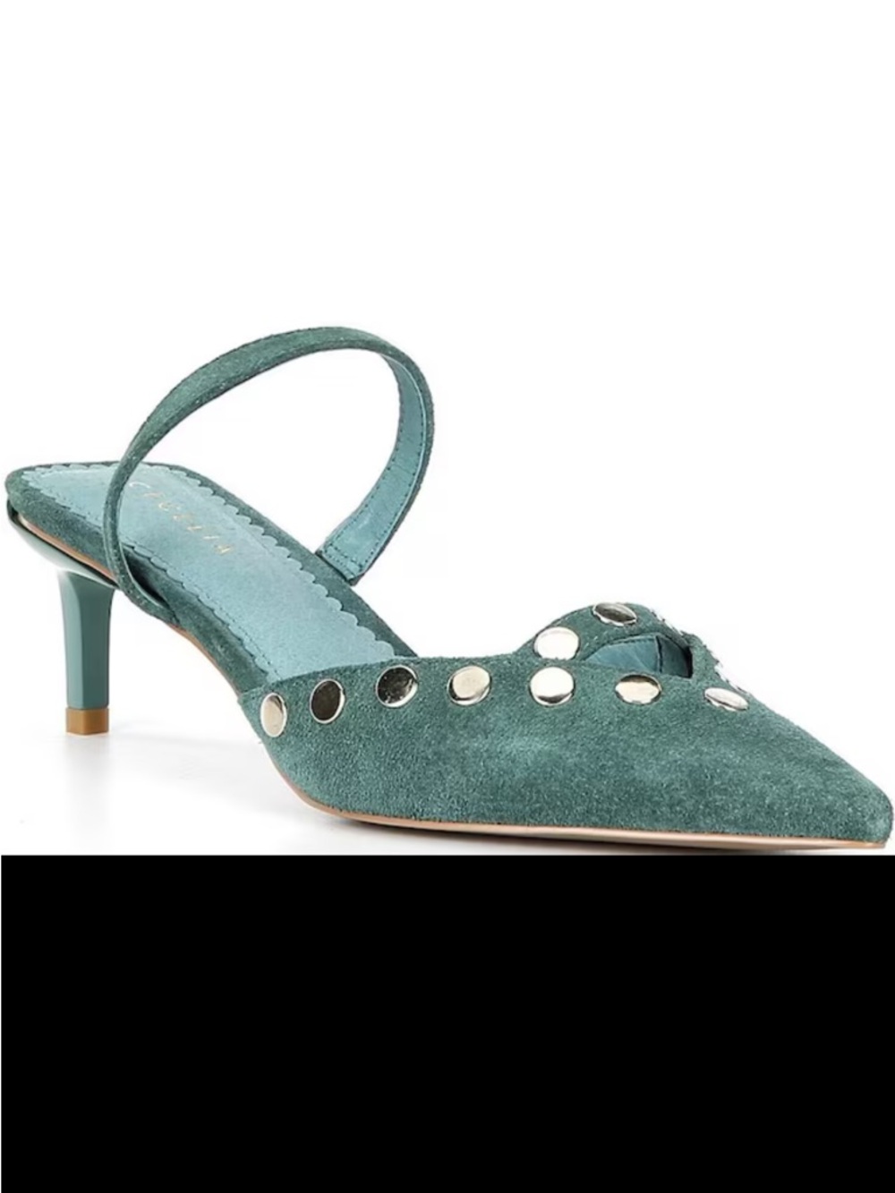 Cecelia New York Molly Studded Suede Dress Mules in Mint